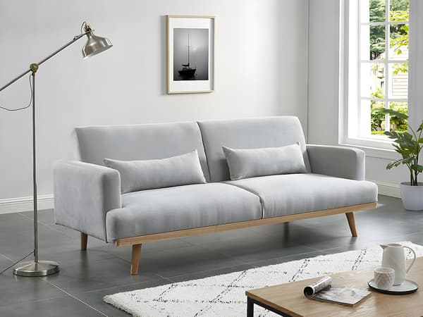 Vente-unique - ESME 3-sits klick-klack bäddsoffa i tyg - Ljusgrå