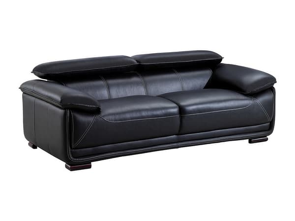 Vente-unique - 3-sits och 2-sitssoffor svart läder MACELO