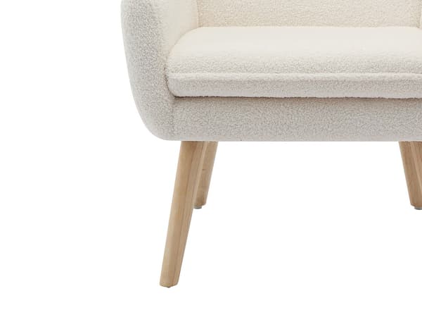 Vente-unique - Fåtölj vitt bouclétyg SERINO
