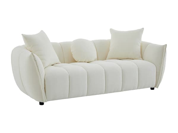Vente-unique - 3-sits soffa i beige strukturerat tyg GONOLON