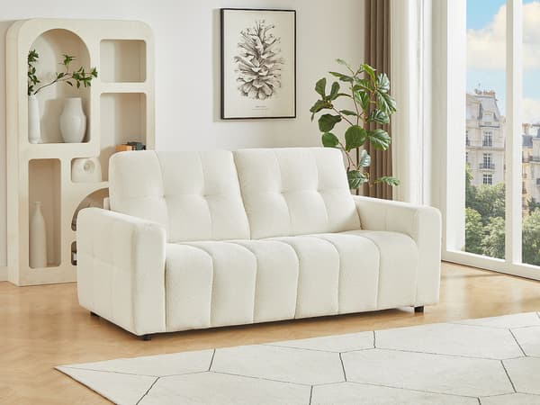 Vente-unique - 3-sits bäddsoffa i beige chenilletyg ISISTIA