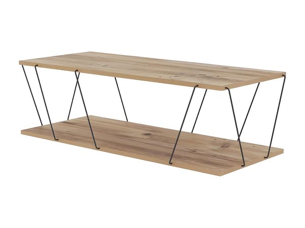 Vente-unique - Soffbord - Naturell och svart - DELORY