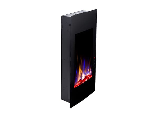 Vente-unique - Välvd elektrisk eldstad VULCANO - B41 x D13 x H81 cm - Svart