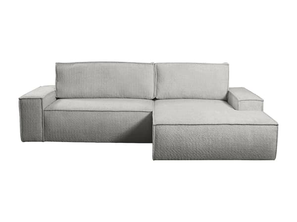 Vente-unique - Bäddsoffa med bouclé-tyg i grått, Högervänd vinkel AMELIA