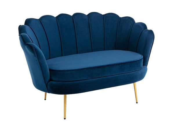 Vente-unique - DANDELION 2-sits snäcksoffa i midnattsblå sammet