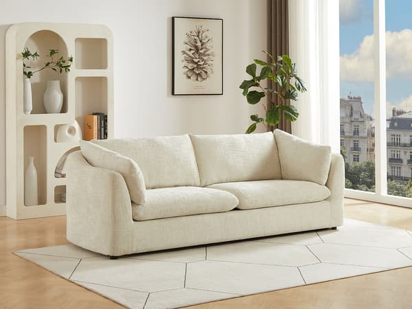 Vente-unique - 3-sits soffa i beige texturerad tyg NURABI