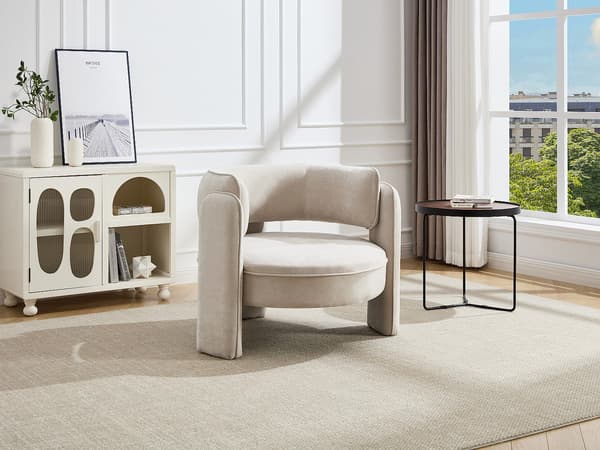 Vente-unique - Beige tygfåtölj ZORIMO
