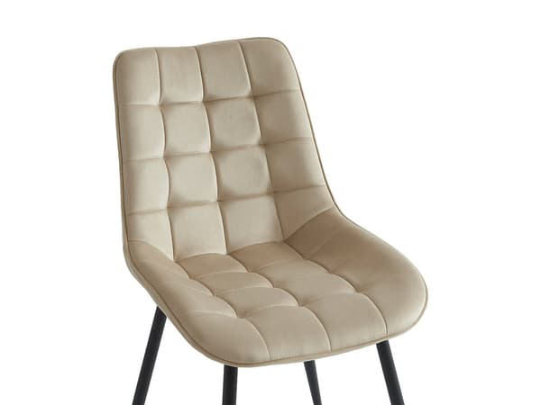 Vente-unique - Set med 2 vadderade stolar - Sammet och svart metall - Beige - OLLUA