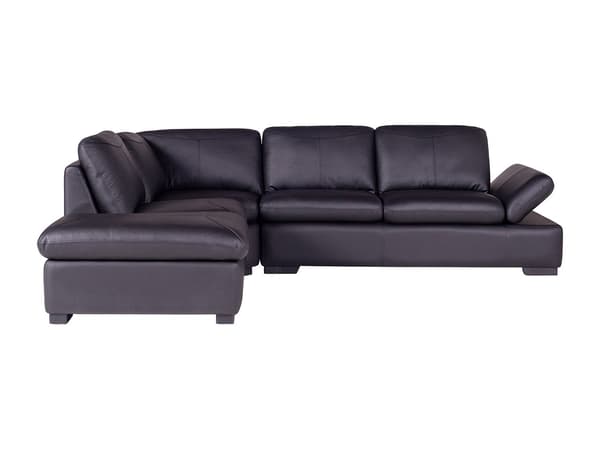 Vente-unique - Hörnsoffa vänsterställd i svart läder ONYX II