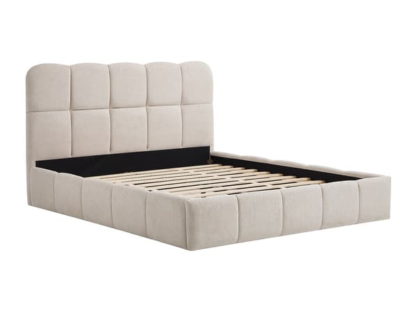 Vente-unique - Säng 140 x 190 cm - Texturerad tyg - Beige DILUDO