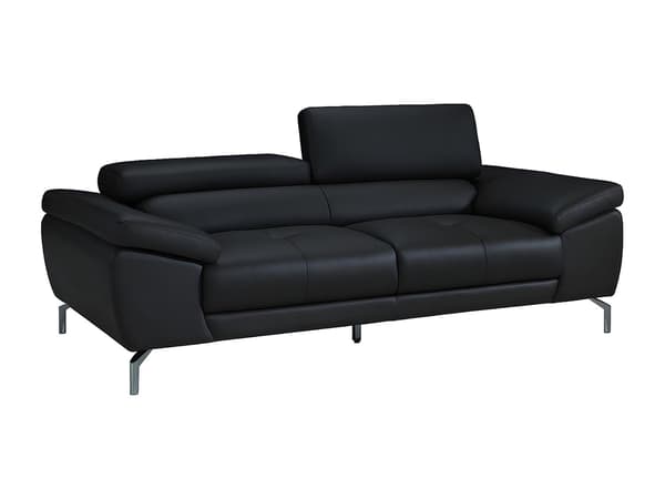 Vente-unique - 3-sitssoffa svart buffelläder GRETEL