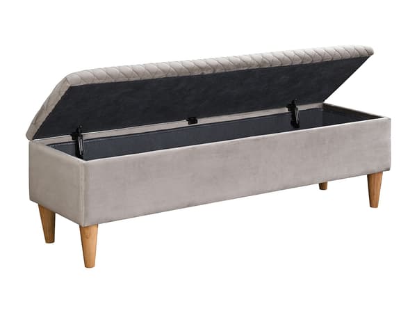 Vente-unique - Förvaringssittpall - Sammetsmaterial - Beige - DANIELE
