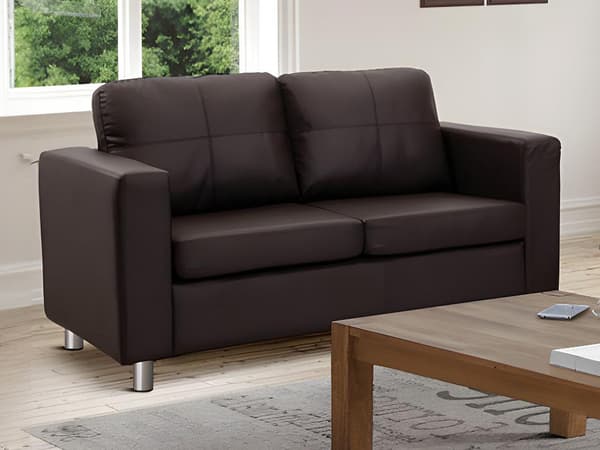Vente-unique - 2-sits soffa i läderimitation ACKLEY - Brun