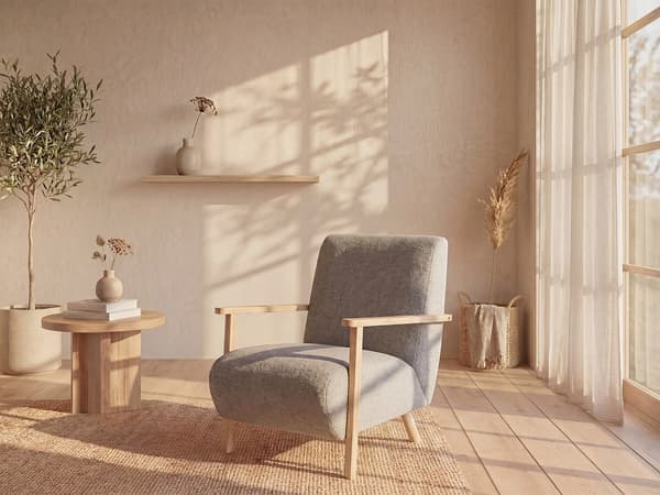 Vente-unique - Grå tygfåtölj i grått tyg och trä JULOMO
