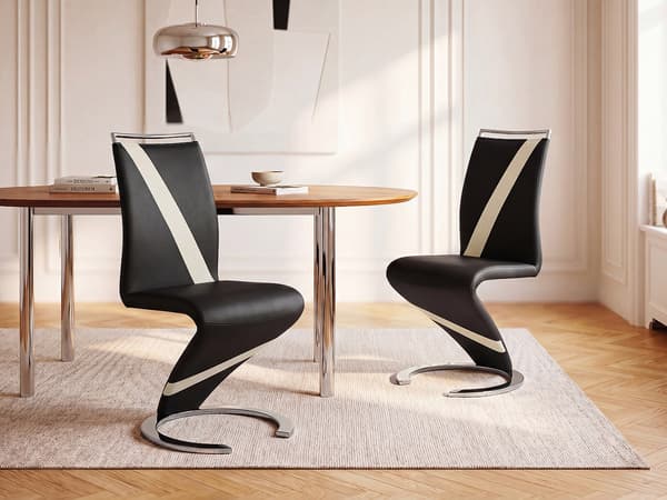 Vente-unique - Set med 2 TWIZY stolar - Svart & vit konstläder
