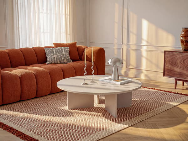 Vente-unique - Runt soffbord - Beige TOPANIA
