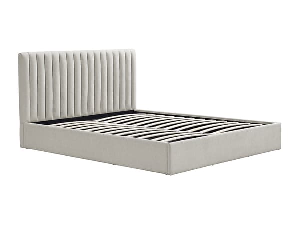 Vente-unique - Säng med förvaring 140 x 190 cm – Tyg – Ljusgrå - SARANELI