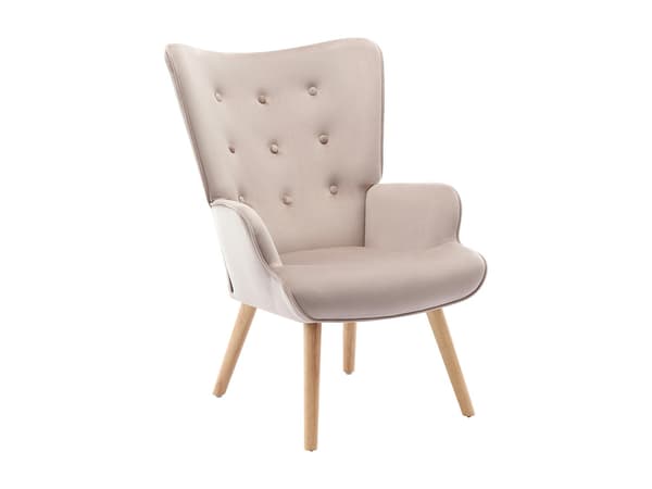 Vente-unique - Fåtölj i beige sammet VATELY