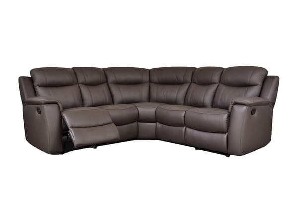 Vente-unique - Reclinerhörnsoffa i brun läder EVASION