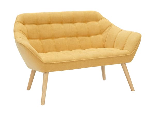 Vente-unique - CASERTA 2-sits soffa och fåtölj i senapsgult tyg