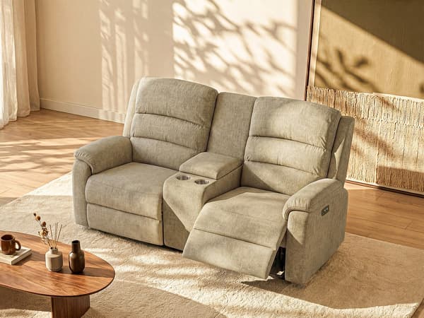 Vente-unique - 2-sitsreclinersoffa i taupe typ med elektrisk funktion NEVERS