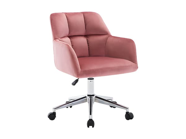 Vente-unique - Kontorsstol - Sammet - Rosa - Justerbar höjd - PEGA