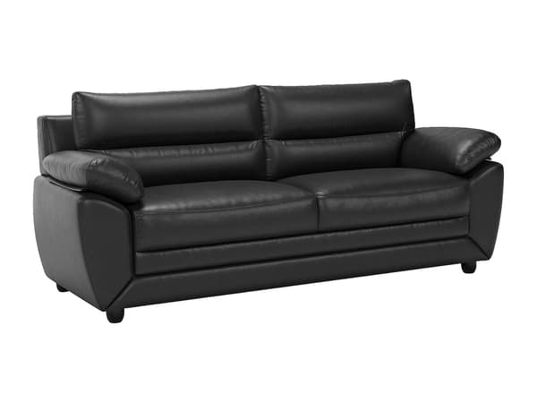 Vente-unique - 3-sitssoffa i svart konstläder MANOA