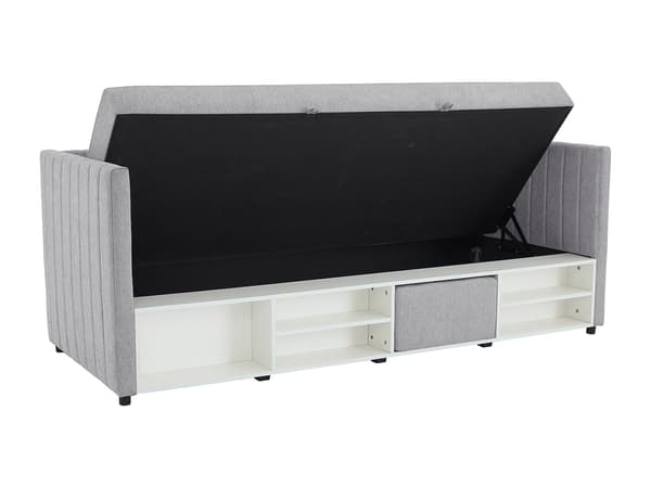 Vente-unique - Sängram med förvaring 80 x 200 cm - Tyg - Grå - LAOZIA