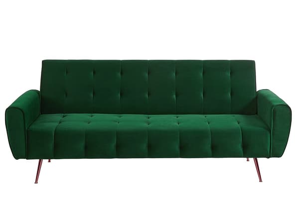 Vente-unique - 3-sitsbäddsoffa i mörkgrön med klick-klack-funktion POLANI