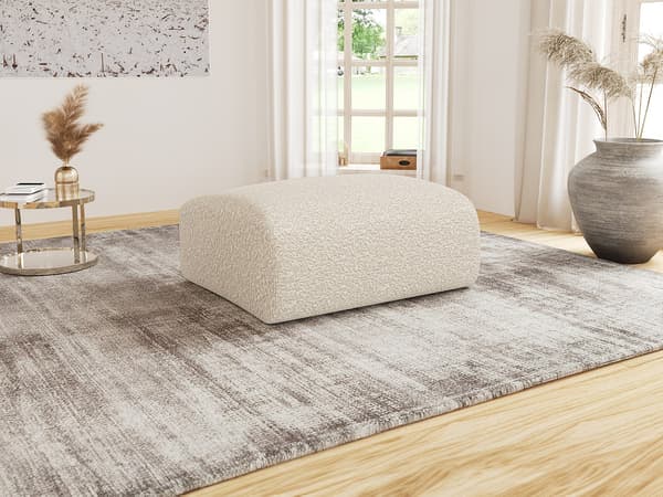 Vente-unique - POGNI puff i vit bouclétyg från Maison Céphy
