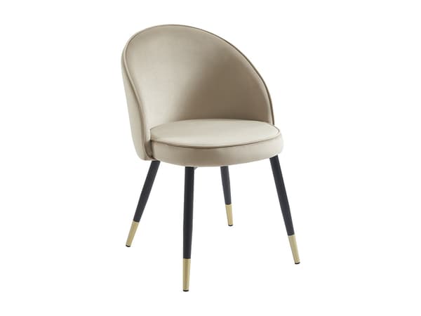 Vente-unique - Set med 6 stolar beige sammet och metall MAYLINA