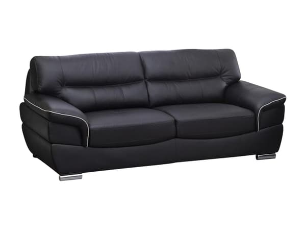 Vente-unique - 3-sits och 2sitssoffa i svart läder THIBAULT