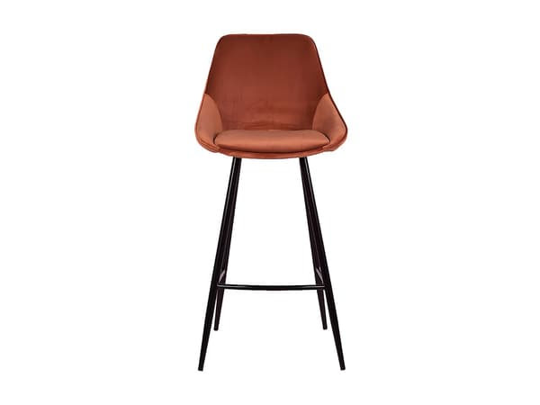 Vente-unique - Set med 2 barstolar i terracotta sammet MASURIE