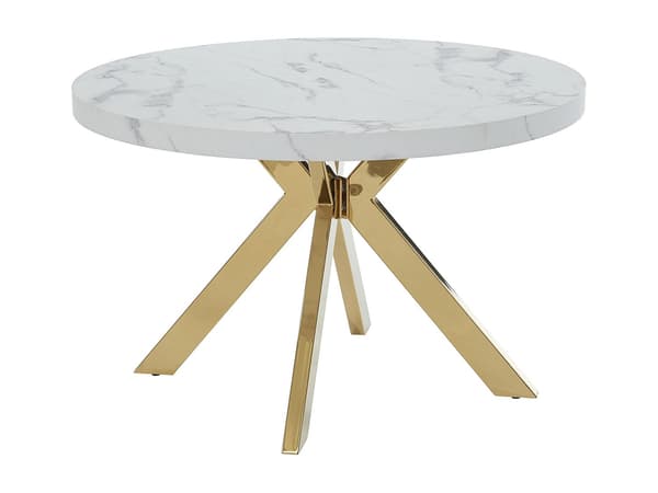 Vente-unique - KOMONI bordsset + 4 GULSUN stolar - Vit och beige marmoreffekt