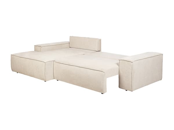 Vente-unique - Bäddsoffa vänsterställd i beige texturerat tyg AMELIA