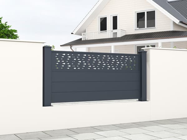 Vente-unique - Mönstrat staket antracitgrå aluminium 89 × 188,6 cm BAZIO