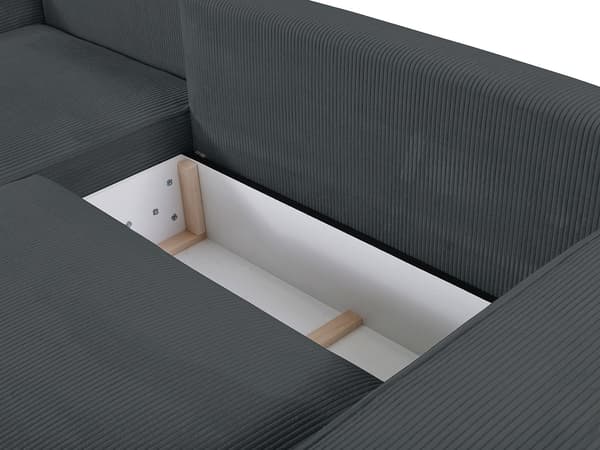 Vente-unique - Vänstervändvänd bäddsoffa i mörkgrå manchester AMELIA