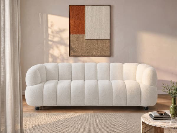 Vente-unique - Soffa 4 platser i bouclétyg - Bruten vit COLIANI