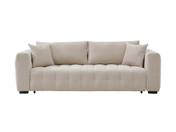 Vente-unique - 3-sits bäddsoffa i beige texturerat tyg PANILO