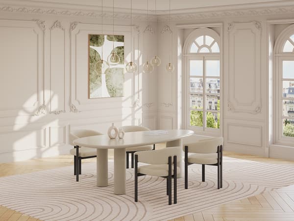 Vente-unique - Set med 2 stolar i tyg och svart metall - Beige - CIBARO