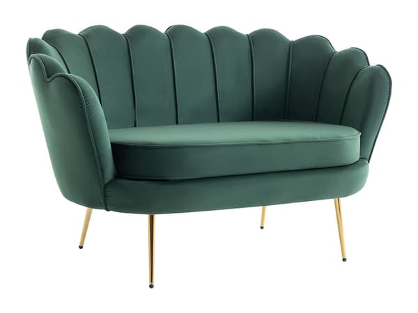 Vente-unique - 2-sits snäcksoffa i grangrön sammet DANDELION