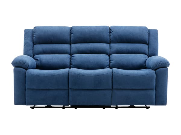 Vente-unique - 3-sits elektrisk reclinersoffa i blått tyg BUROLO
