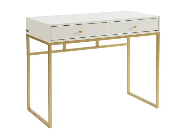 Vente-unique - [NEW VERSION]Konsol med 2 lådor i MDF - Vit och guld - CODENIA