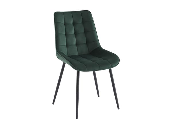 Vente-unique - Set med 2 vadderade stolar - Sammet och svart metall - Grön - OLLUA