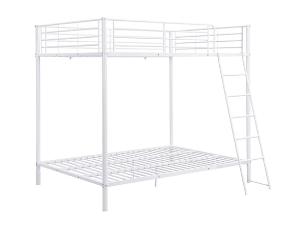 Vente-unique - Våningssäng 2 x 140 x 190 cm - Metall - Vit - GEMINI II