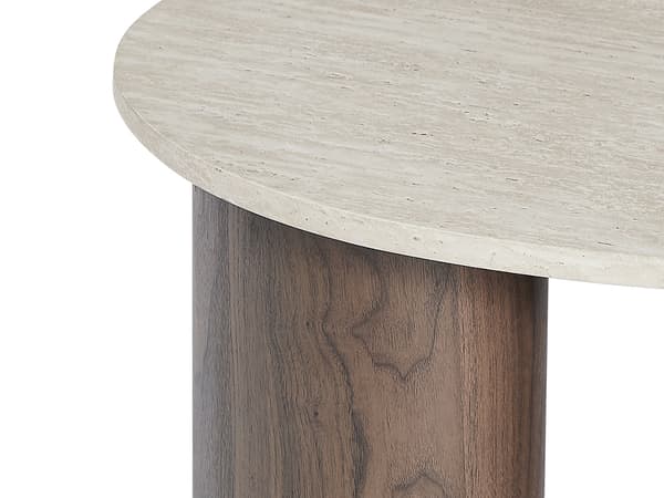 Vente-unique - Soffbord med mörbrun travertin-effek ALOZYA