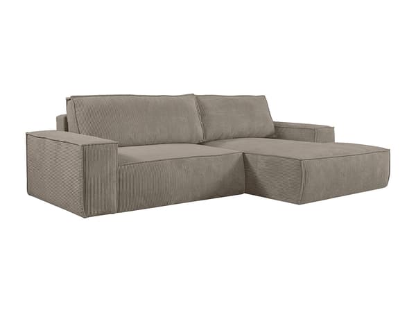 Vente-unique - Hörnbäddsoffa högerställd i taupe manchester AMELIA
