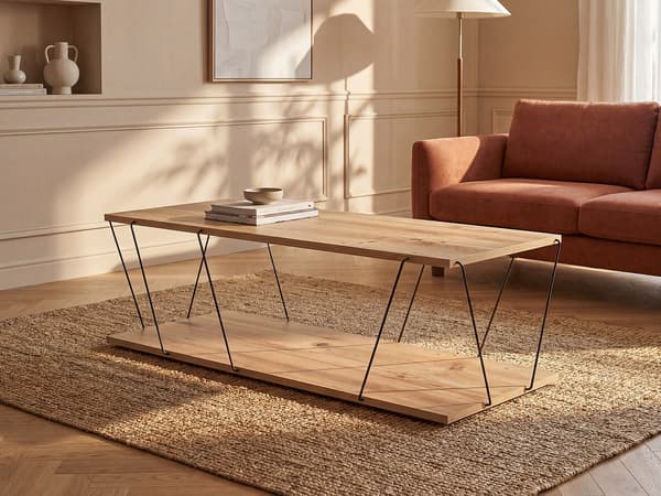 Vente-unique - Soffbord - Naturell och svart - DELORY