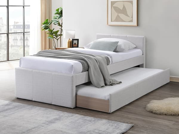 Vente-unique - Utdragssäng 90 x 190 cm - Tyg - Beige - DORITALO