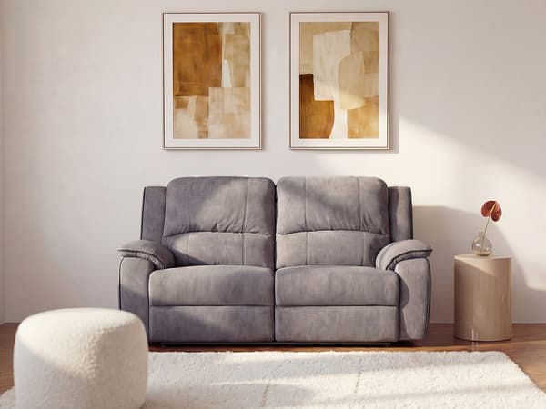 Vente-unique - 2-sits reclinersoffa i mikrofiber HERNANI - Grå